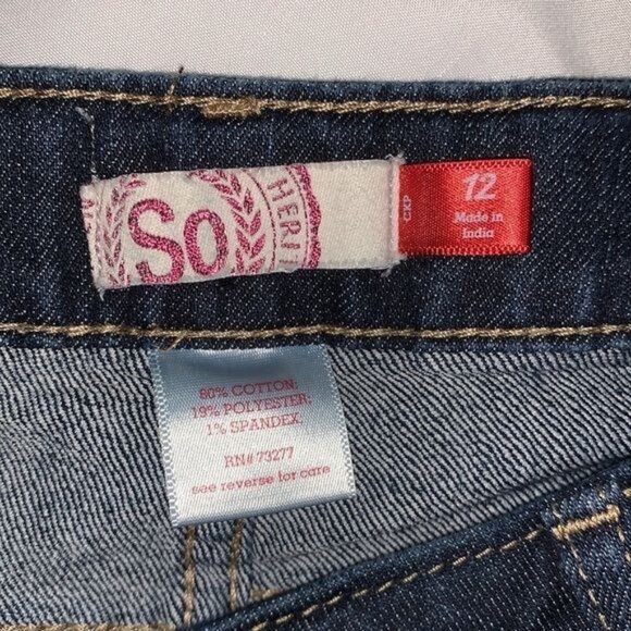 SO Girls Dark Wash Denim Bermuda Shorts Size 12 - Picture 2 of 6